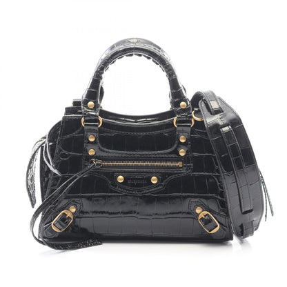 NEO CLASS CITY MINI ネオ クラシック シティ ミニ ハンドバッグ レザー ブラック クロコ型押し 2WAY バレンシアガ バッグ BALENCIAGA