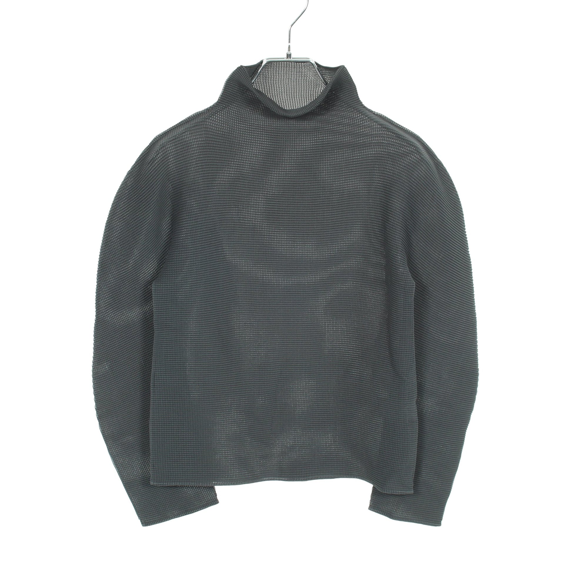 プリーツ カットソー ハイネック 長袖 グレー ミーイッセイミヤケ トップス me ISSEY MIYAKE