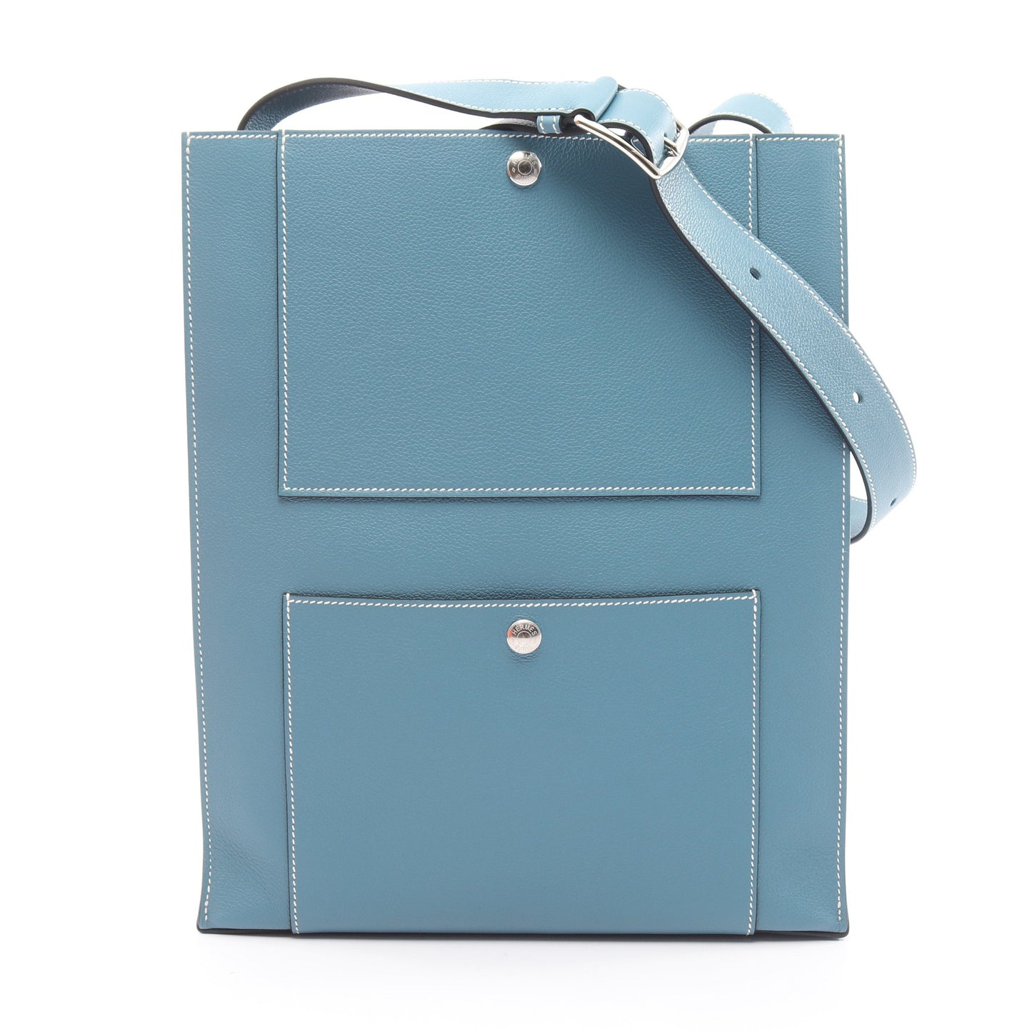 カバッシュ ニューブルージーン ショルダーバッグ エヴァーグレイン ライトブルー シルバー金具 W刻印 エルメス バッグ HERMES