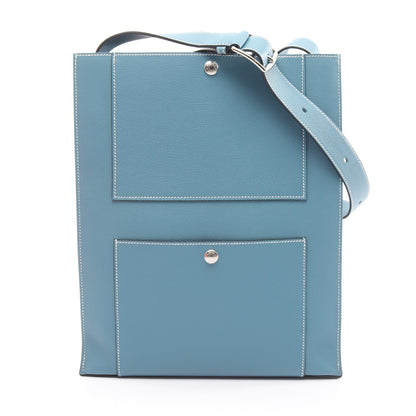 カバッシュ ニューブルージーン ショルダーバッグ エヴァーグレイン ライトブルー シルバー金具 W刻印 エルメス バッグ HERMES