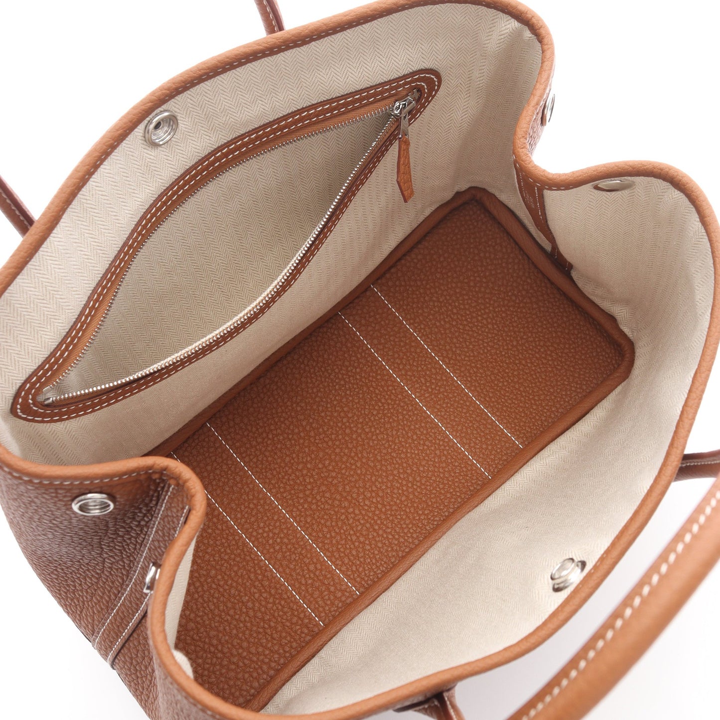 ガーデンパーティTPM ゴールド ハンドバッグ トートバッグ ネゴンダ ブラウン シルバー金具 K刻印 エルメス バッグ HERMES