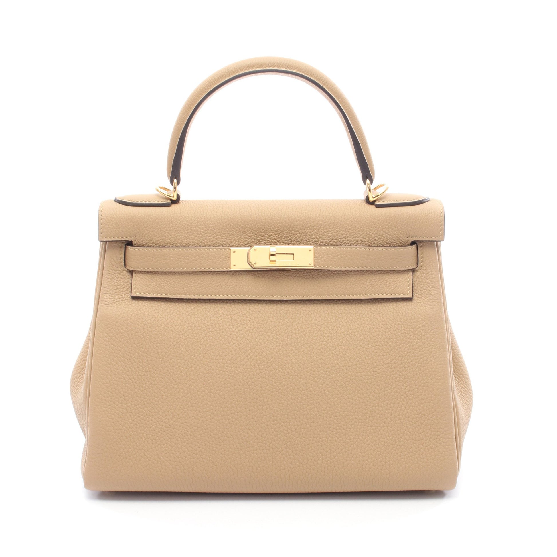 ケリー28 トレンチ ハンドバッグ トゴ ベージュ ゴールド金具 内縫い 2WAY K刻印 エルメス バッグ HERMES