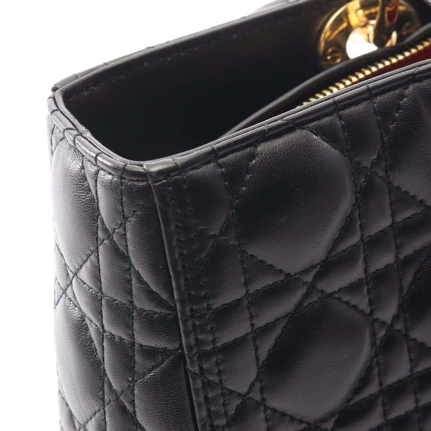 レディディオール ラージ カナージュ ハンドバッグ レザー ブラック 2WAY クリスチャンディオール バッグ Christian Dior