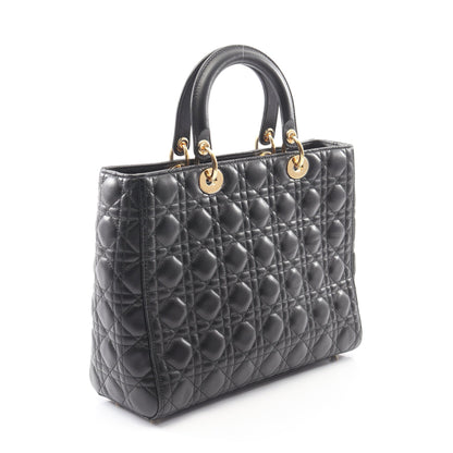 レディディオール ラージ カナージュ ハンドバッグ レザー ブラック 2WAY クリスチャンディオール バッグ Christian Dior