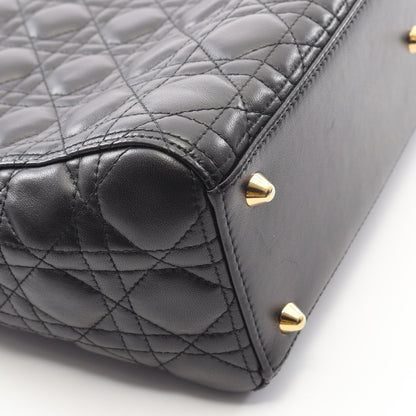 レディディオール ラージ カナージュ ハンドバッグ レザー ブラック 2WAY クリスチャンディオール バッグ Christian Dior