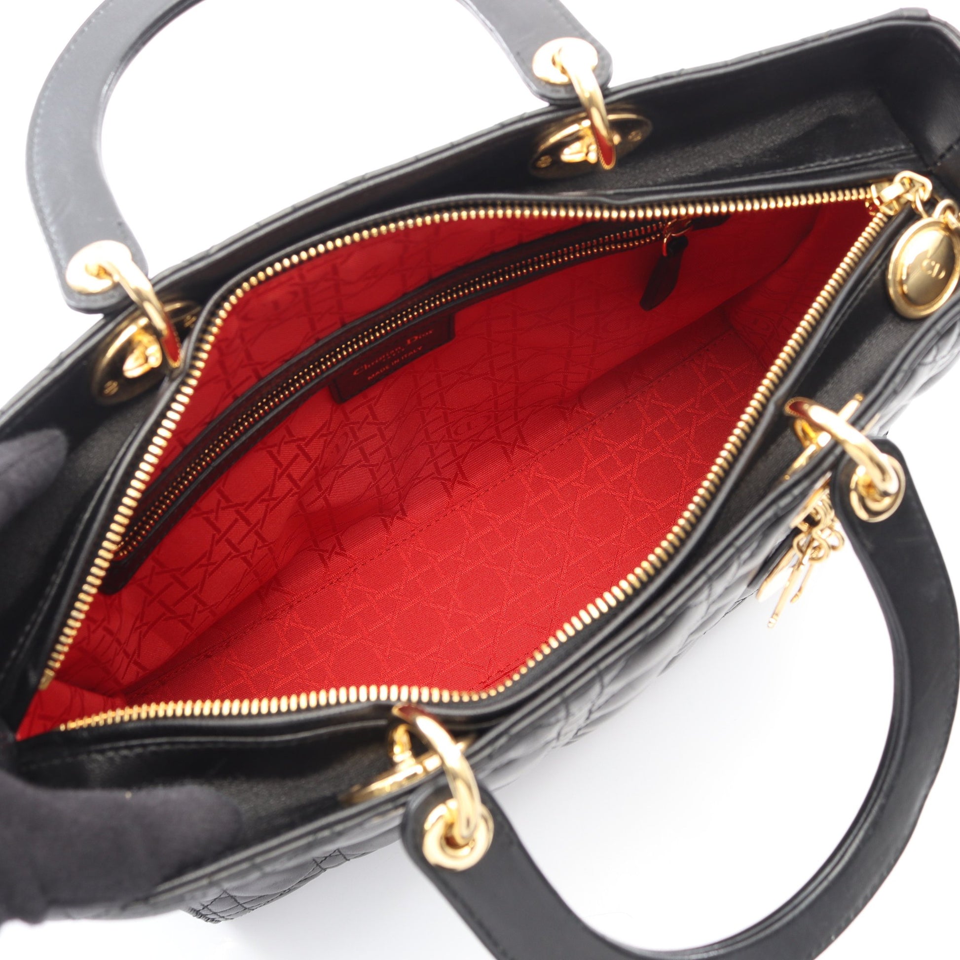 レディディオール ラージ カナージュ ハンドバッグ レザー ブラック 2WAY クリスチャンディオール バッグ Christian Dior