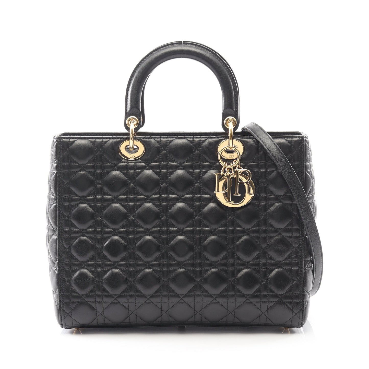 レディディオール ラージ カナージュ ハンドバッグ レザー ブラック 2WAY クリスチャンディオール バッグ Christian Dior