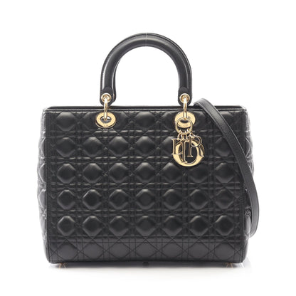 レディディオール ラージ カナージュ ハンドバッグ レザー ブラック 2WAY クリスチャンディオール バッグ Christian Dior