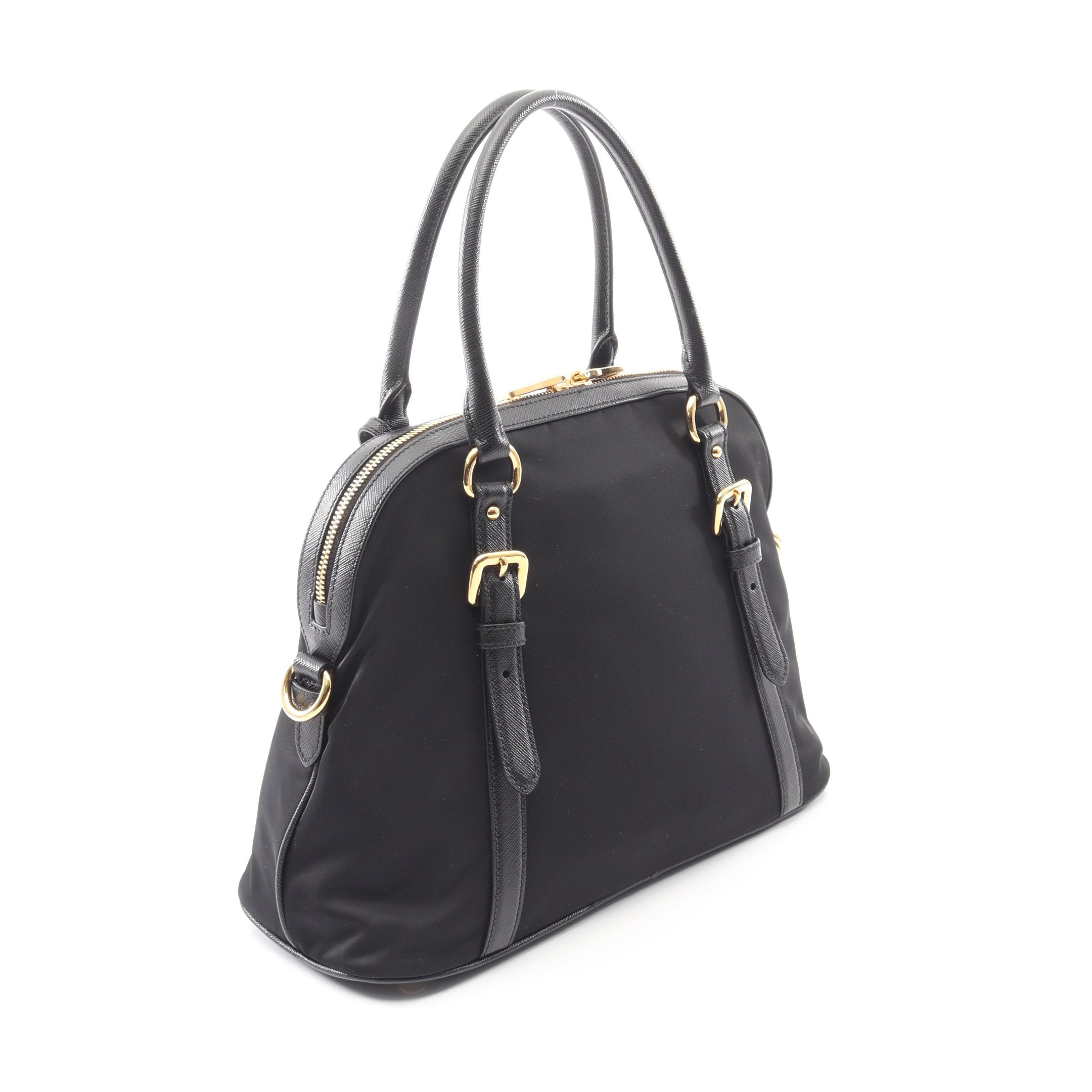 TESSUTO SAFFIANO ハンドバッグ ナイロン サフィアーノレザー ブラック