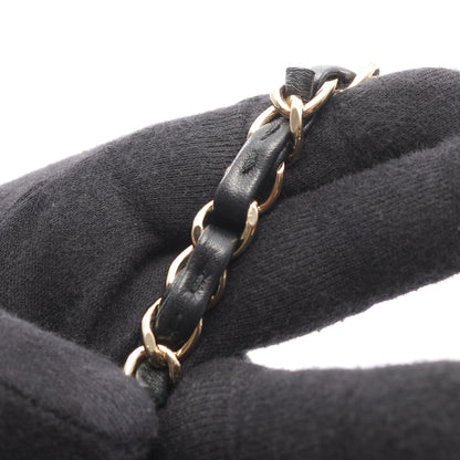 Vステッチ シェブロン Wチェーンショルダーバッグ ラムスキン ブラック ゴールド金具 シャネル バッグ CHANEL
