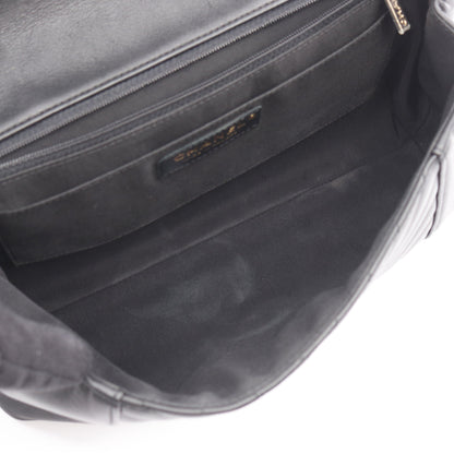 Vステッチ シェブロン Wチェーンショルダーバッグ ラムスキン ブラック ゴールド金具 シャネル バッグ CHANEL