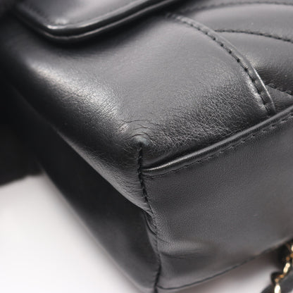 Vステッチ シェブロン Wチェーンショルダーバッグ ラムスキン ブラック ゴールド金具 シャネル バッグ CHANEL