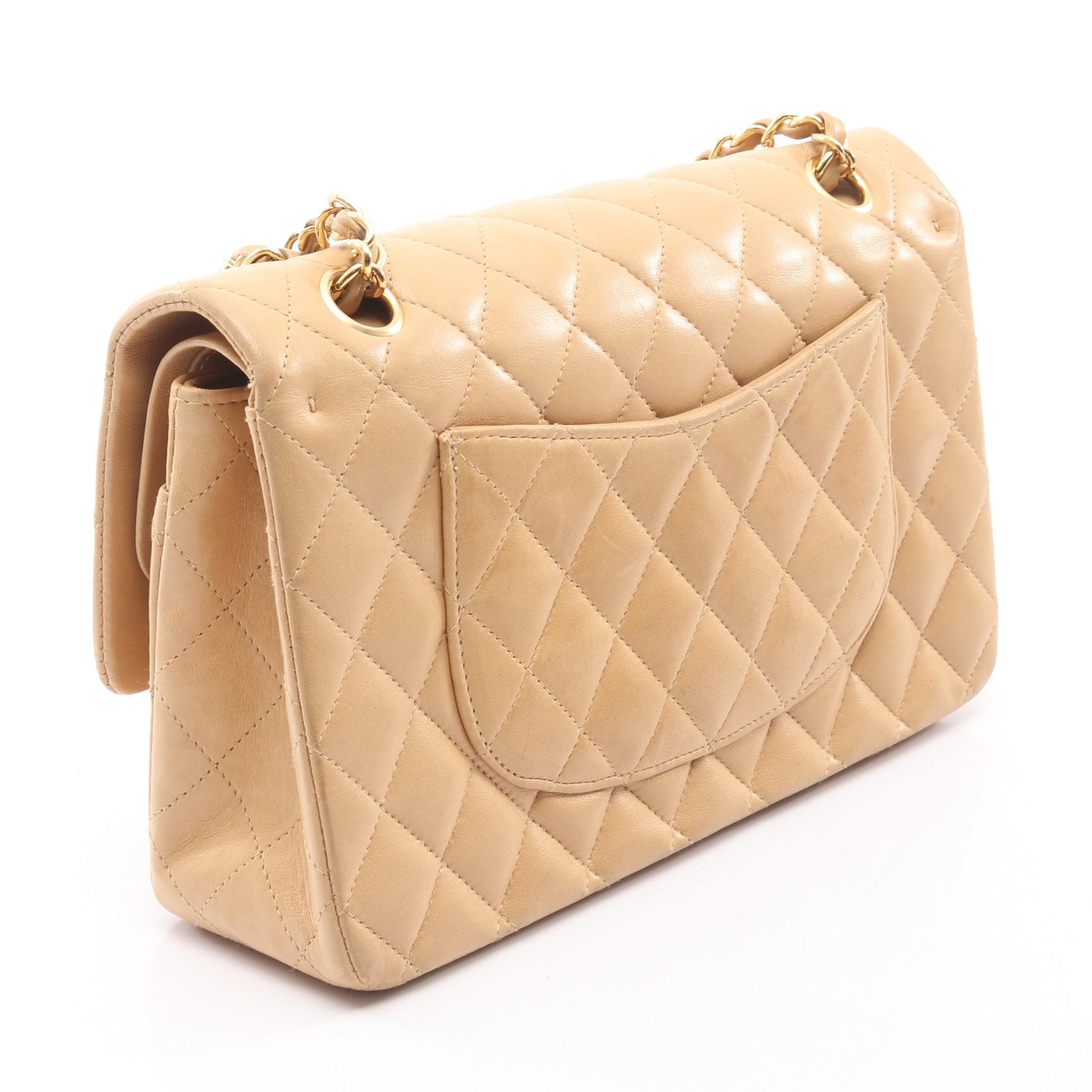 マトラッセ Wフラップ Wチェーンショルダーバッグ ラムスキン ベージュ ゴールド金具 シャネル バッグ CHANEL