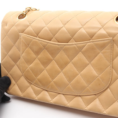 マトラッセ Wフラップ Wチェーンショルダーバッグ ラムスキン ベージュ ゴールド金具 シャネル バッグ CHANEL