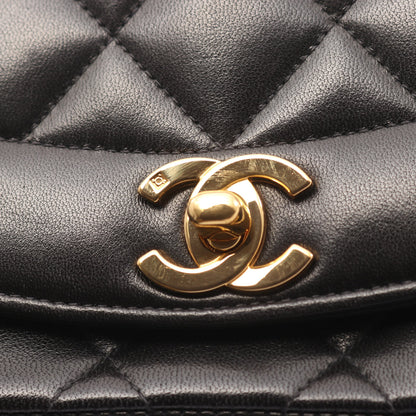 マトラッセ ダイアナフラップ チェーンショルダーバッグ ラムスキン ブラック ゴールド金具 シャネル バッグ CHANEL