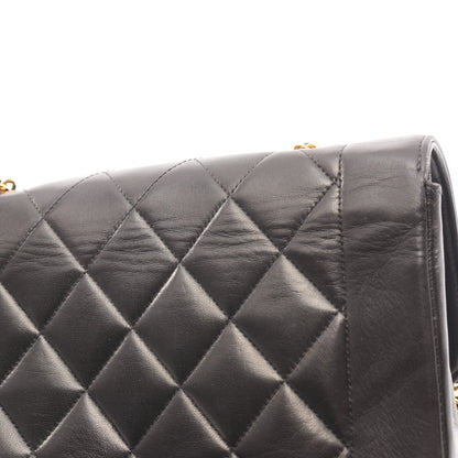 マトラッセ ダイアナフラップ チェーンショルダーバッグ ラムスキン ブラック ゴールド金具 シャネル バッグ CHANEL