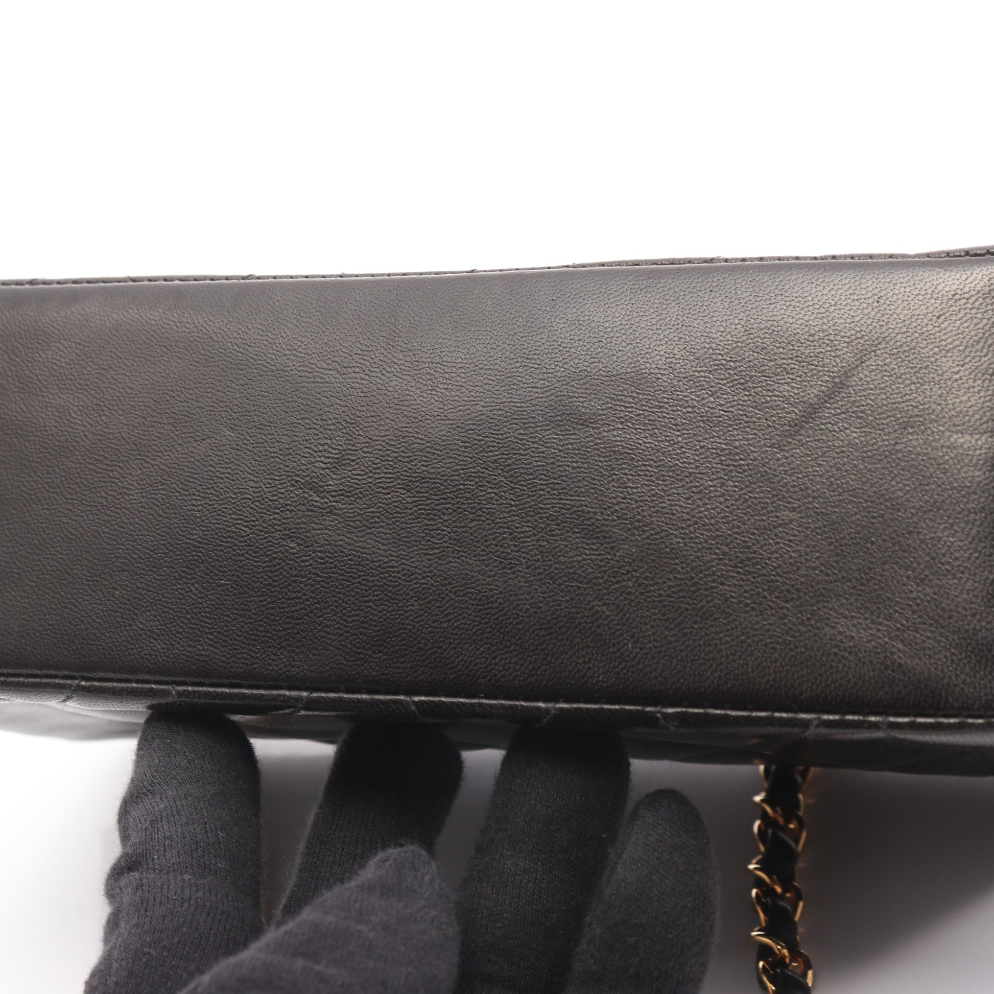 マトラッセ ダイアナフラップ チェーンショルダーバッグ ラムスキン ブラック ゴールド金具 シャネル バッグ CHANEL