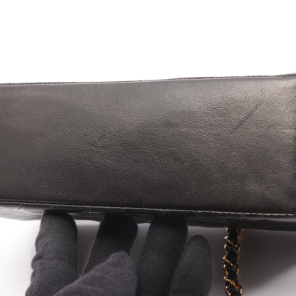 マトラッセ ダイアナフラップ チェーンショルダーバッグ ラムスキン ブラック ゴールド金具 シャネル バッグ CHANEL