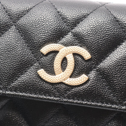 マトラッセ 二つ折り長財布 キャビアスキン ブラック ゴールド金具 シャネル 財布・小物 CHANEL