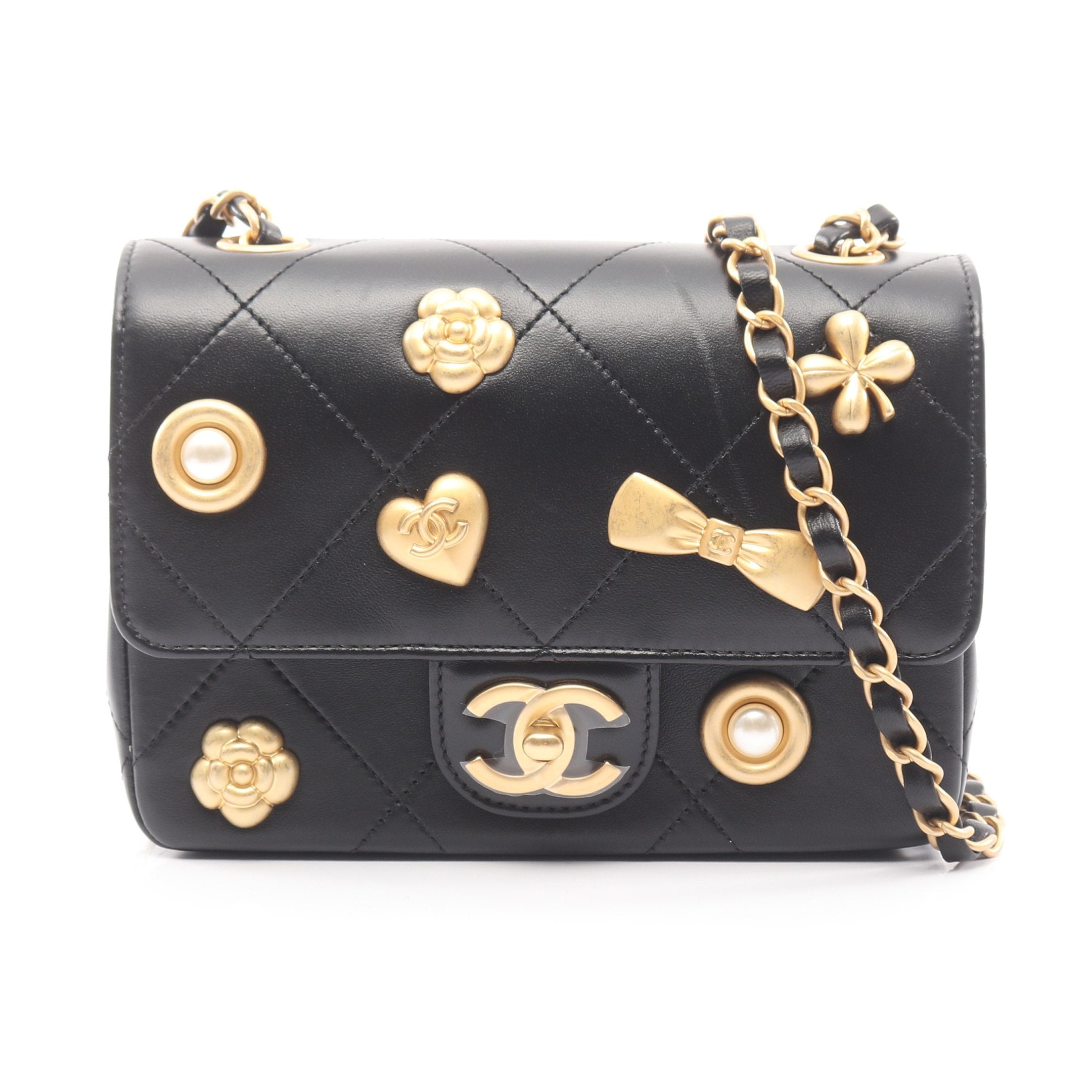 マトラッセ アイコン チェーンショルダーバッグ ラムスキン ブラック