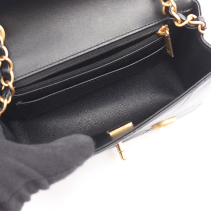 マトラッセ アイコン チェーンショルダーバッグ ラムスキン ブラック ゴールド金具 シャネル バッグ CHANEL