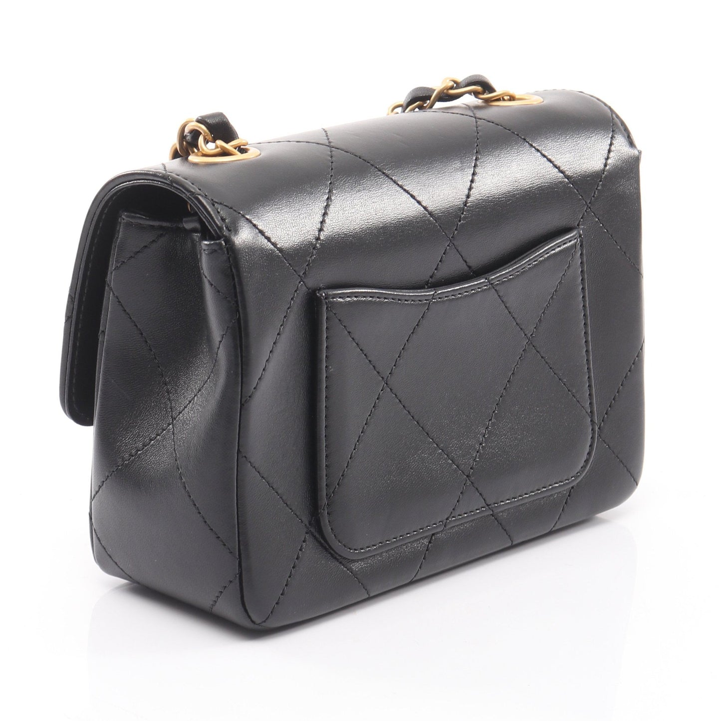 マトラッセ アイコン チェーンショルダーバッグ ラムスキン ブラック ゴールド金具 シャネル バッグ CHANEL