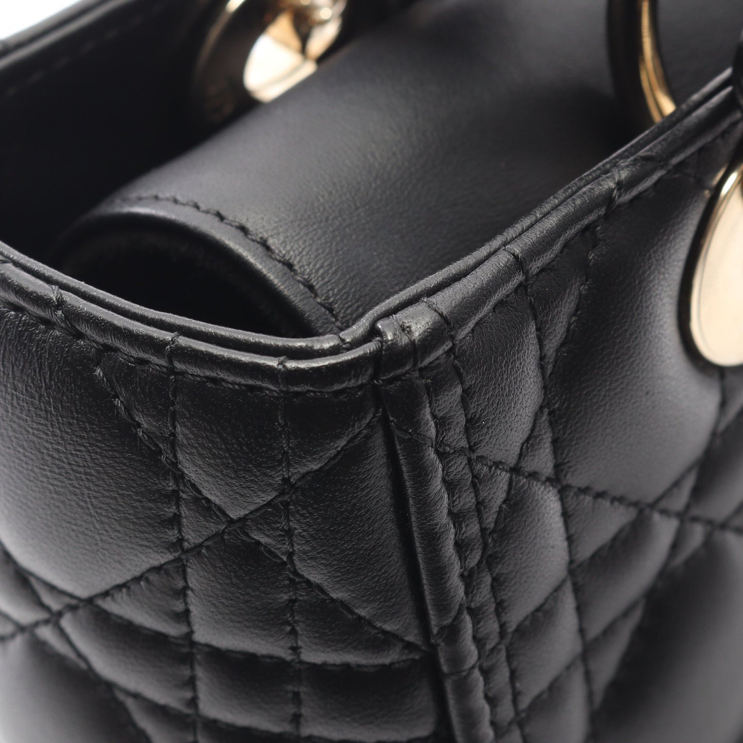 LADY DIOR レディディオール カナージュ ハンドバッグ レザー ブラック 2WAY クリスチャンディオール バッグ Christian Dior