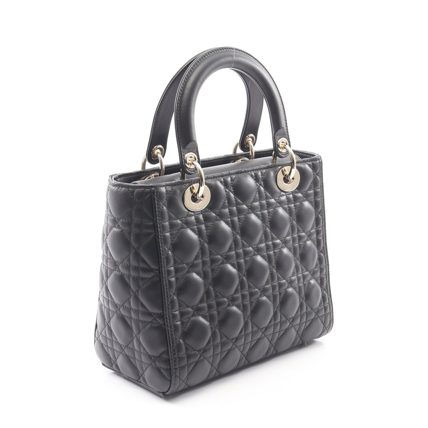 LADY DIOR レディディオール カナージュ ハンドバッグ レザー ブラック 2WAY クリスチャンディオール バッグ Christian Dior