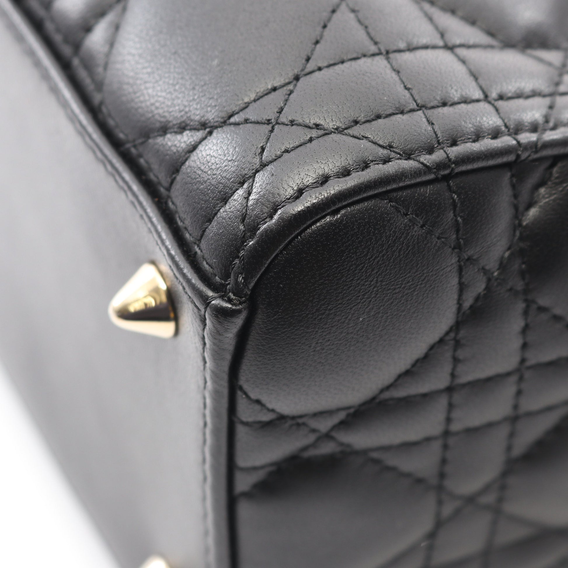 LADY DIOR レディディオール カナージュ ハンドバッグ レザー ブラック 2WAY クリスチャンディオール バッグ Christian Dior