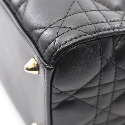 LADY DIOR レディディオール カナージュ ハンドバッグ レザー ブラック 2WAY クリスチャンディオール バッグ Christian Dior