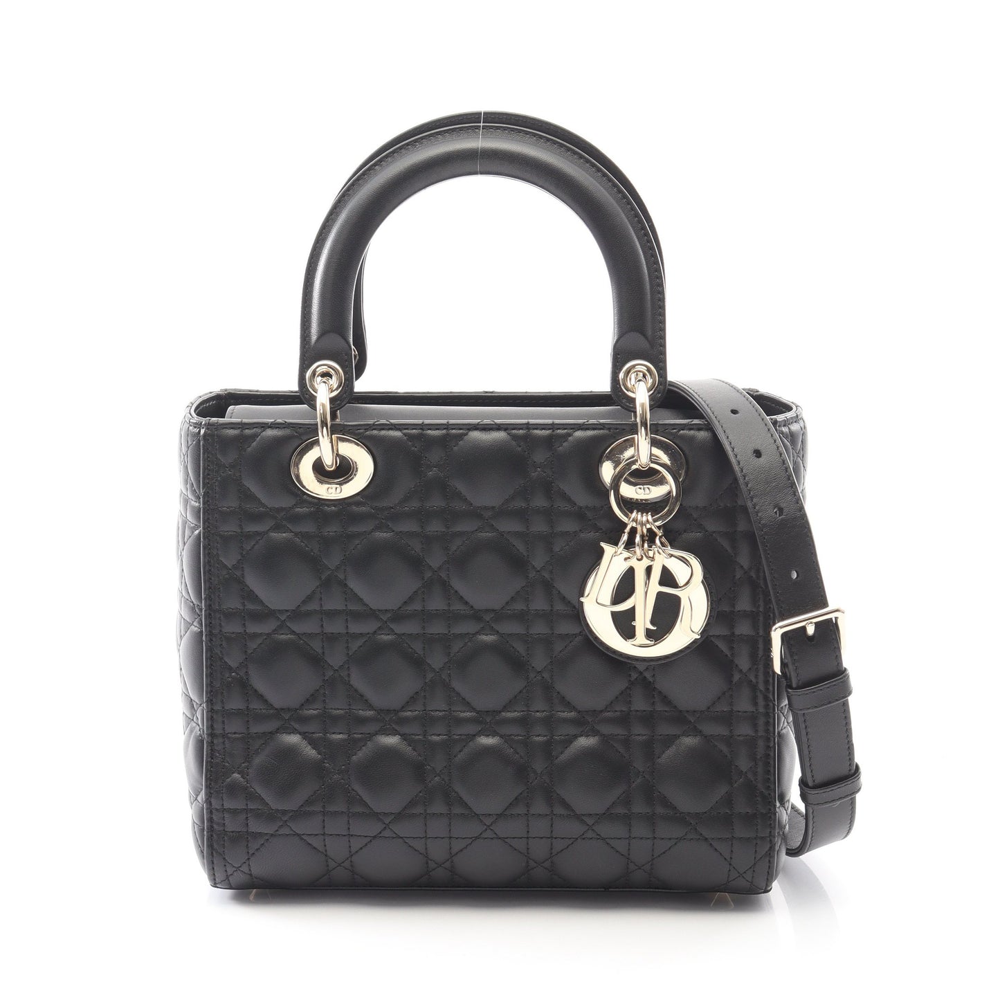 LADY DIOR レディディオール カナージュ ハンドバッグ レザー ブラック 2WAY クリスチャンディオール バッグ Christian Dior