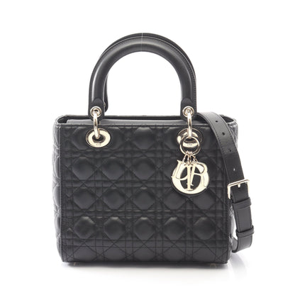 LADY DIOR レディディオール カナージュ ハンドバッグ レザー ブラック 2WAY クリスチャンディオール バッグ Christian Dior