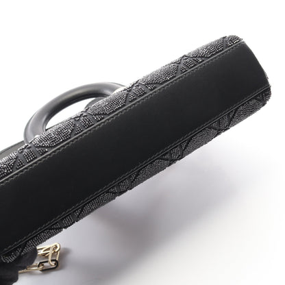 Lady D-Joy スモール ハンドバッグ レザー ブラック ビーズ 2WAY クリスチャンディオール バッグ Christian Dior