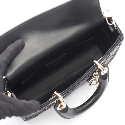 Lady D-Joy スモール ハンドバッグ レザー ブラック ビーズ 2WAY クリスチャンディオール バッグ Christian Dior