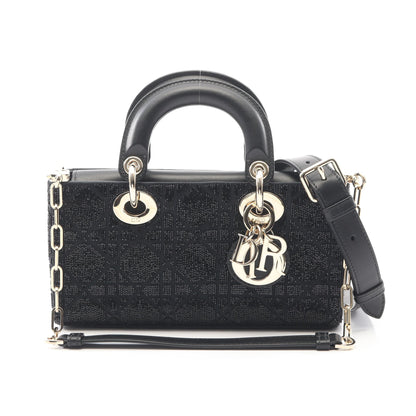 Lady D-Joy スモール ハンドバッグ レザー ブラック ビーズ 2WAY クリスチャンディオール バッグ Christian Dior