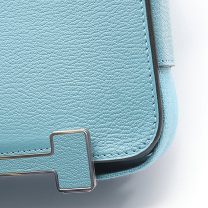 ゲタ ニューブルージーン ショルダーバッグ シェーブル ブルー シルバー金具 W刻印 エルメス バッグ HERMES