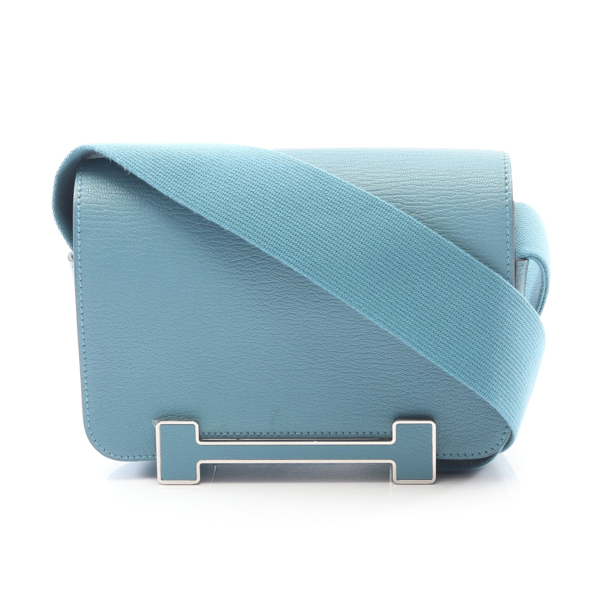 ゲタ ニューブルージーン ショルダーバッグ シェーブル ブルー シルバー金具 W刻印 エルメス バッグ HERMES
