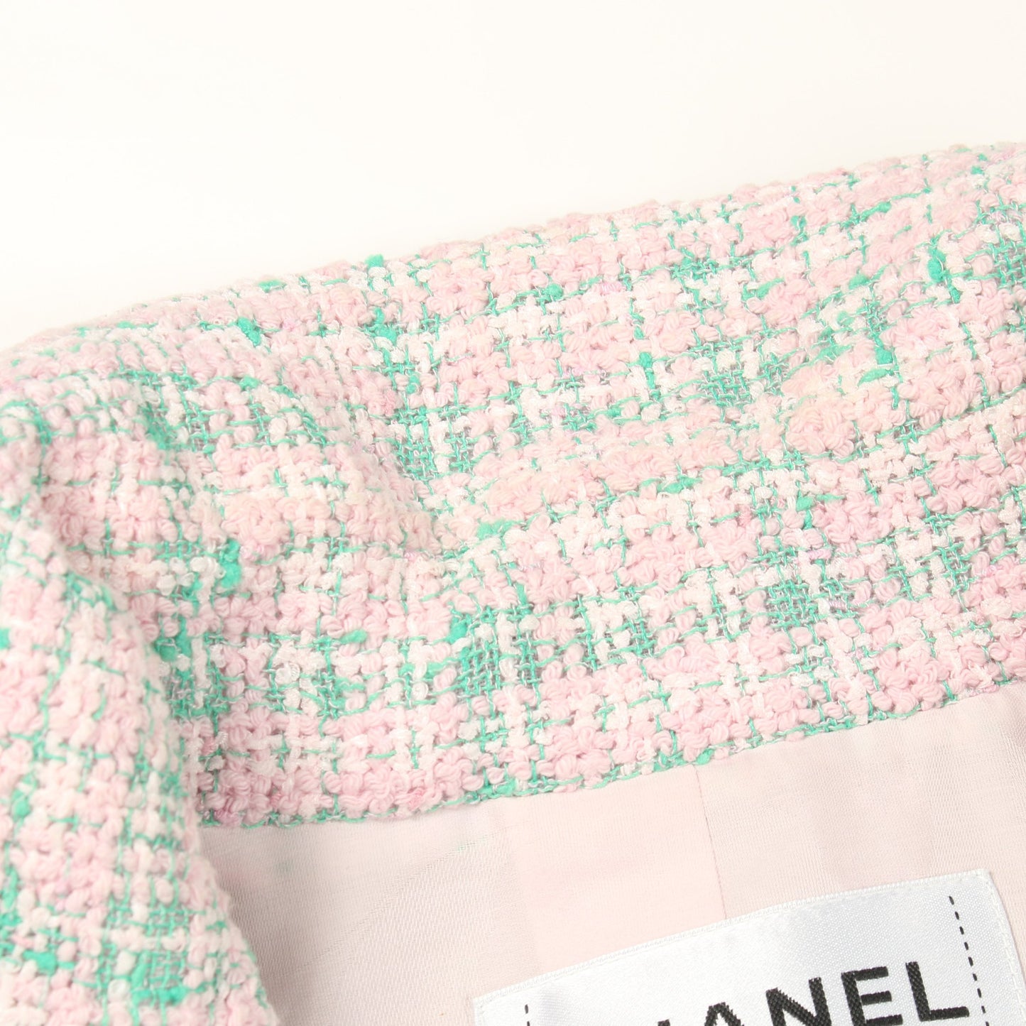 ココマークボタン ツイード ジャケット コットン ライトピンク ライトグリーン シャネル アウター CHANEL