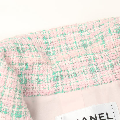 ココマークボタン ツイード ジャケット コットン ライトピンク ライトグリーン シャネル アウター CHANEL