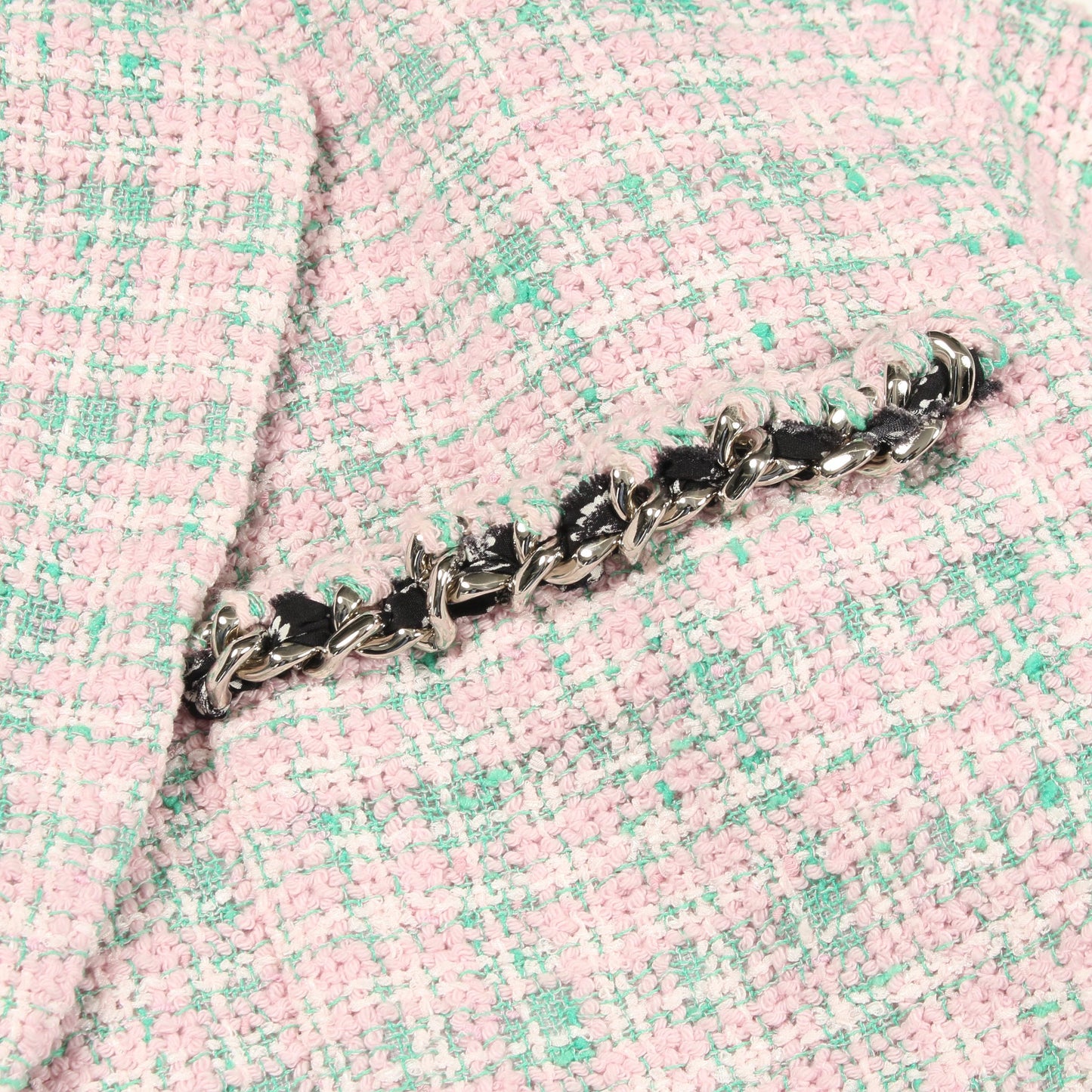 ココマークボタン ツイード ジャケット コットン ライトピンク ライトグリーン シャネル アウター CHANEL
