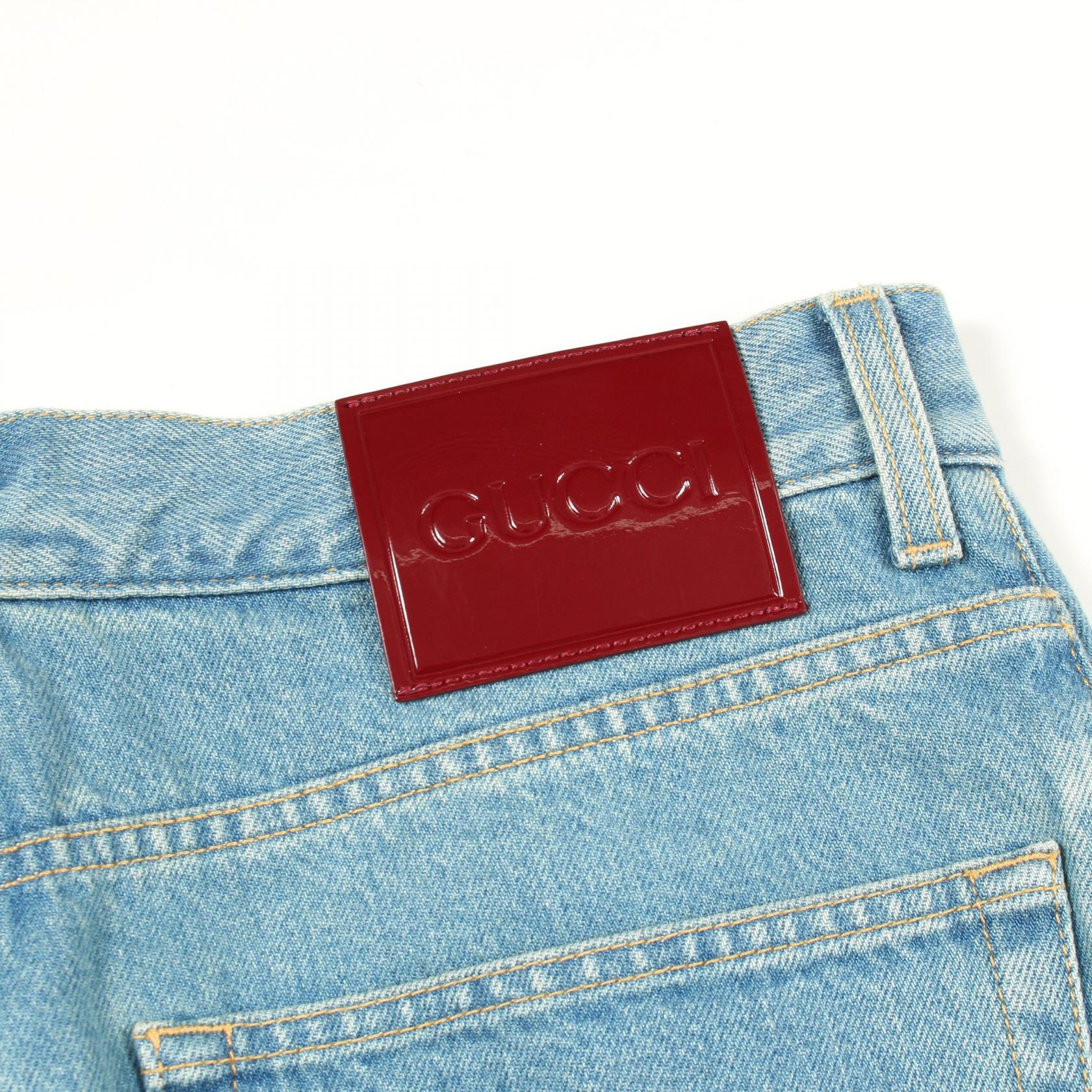 デニムパンツ コットン ライトブルー ボタンフライ グッチ ボトムス GUCCI
