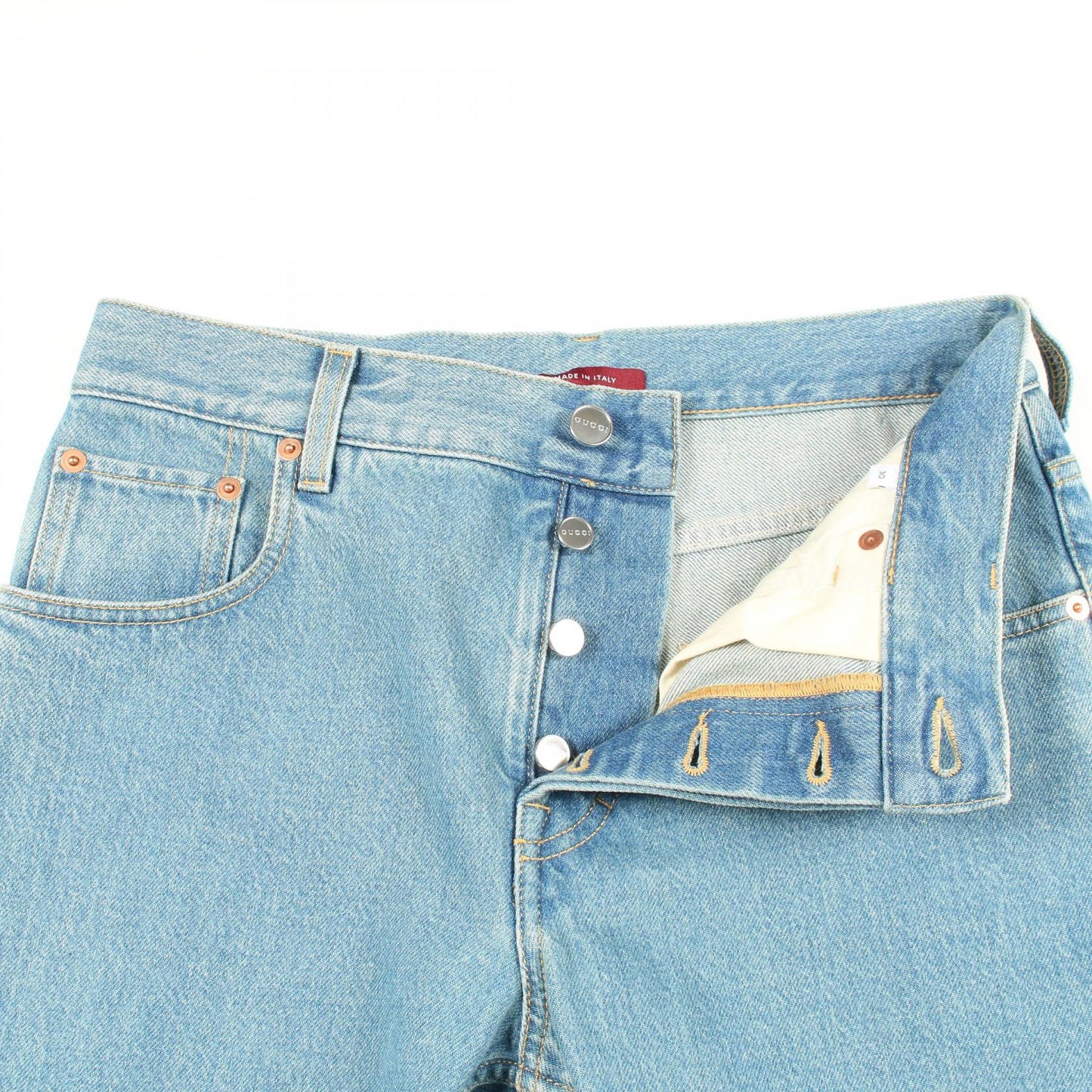 デニムパンツ コットン ライトブルー ボタンフライ グッチ ボトムス GUCCI