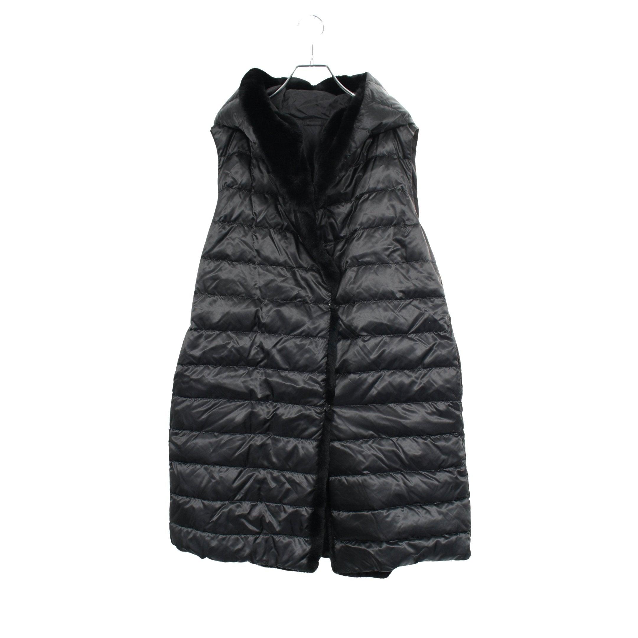 Max Mara　フーディリバーシブルテクニカルダウン ロングジレ　ネイビー S Max Mara - マックスマーラ ダウンベスト ロングジレ リバーシブルの