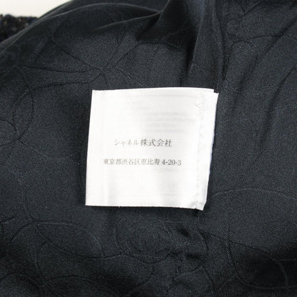 ツイード ノーカラージャケット ウール モヘヤ ネイビー シャネル アウター CHANEL