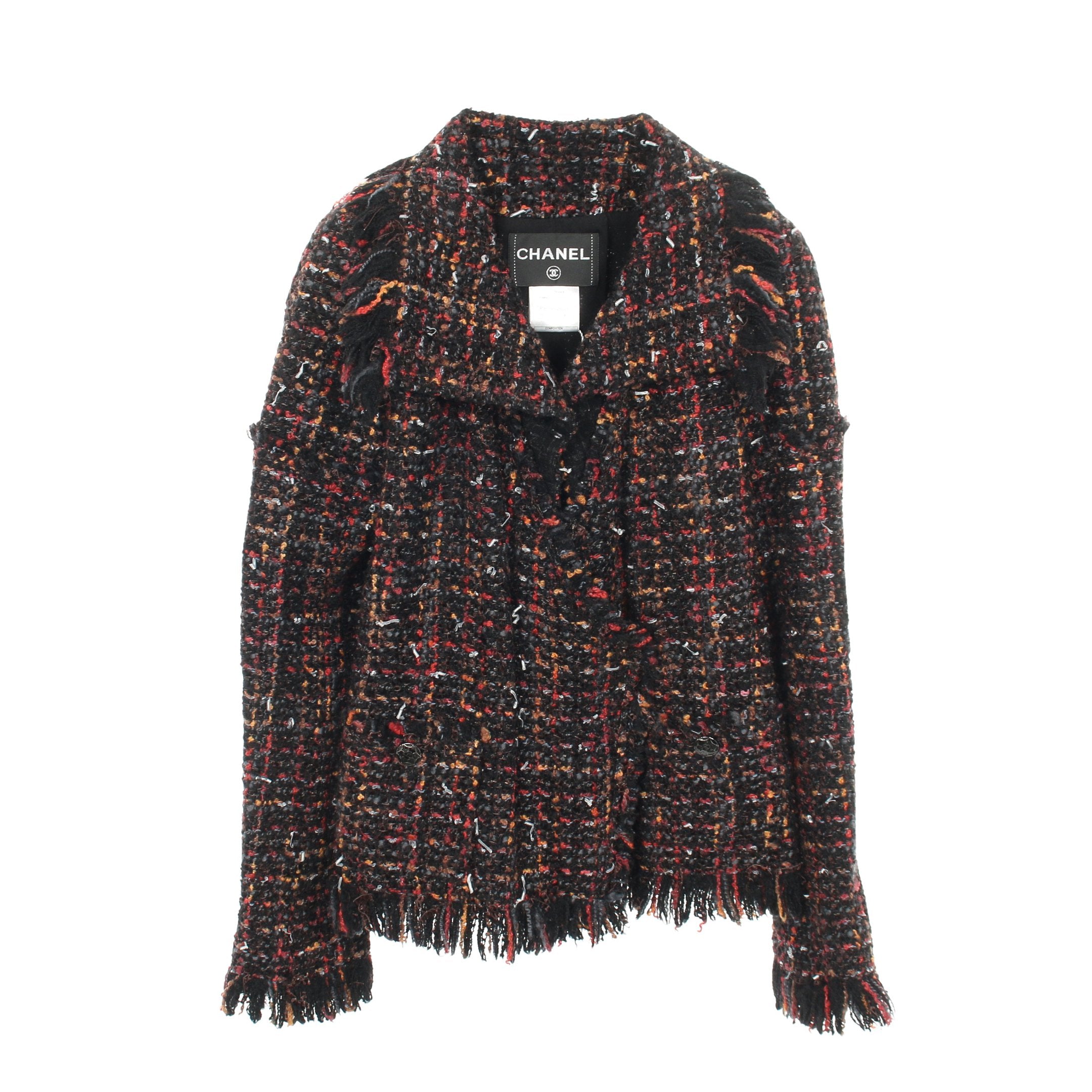 ココマークボタン ツイード ジャケット ウール ブラック マルチカラー