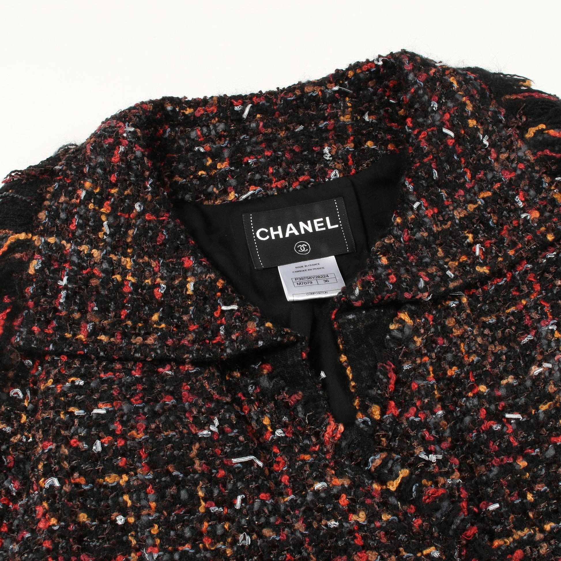 ココマークボタン ツイード ジャケット ウール ブラック マルチカラー シャネル アウター CHANEL