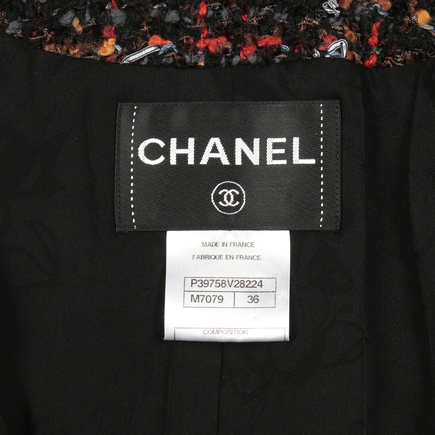 ココマークボタン ツイード ジャケット ウール ブラック マルチカラー シャネル アウター CHANEL