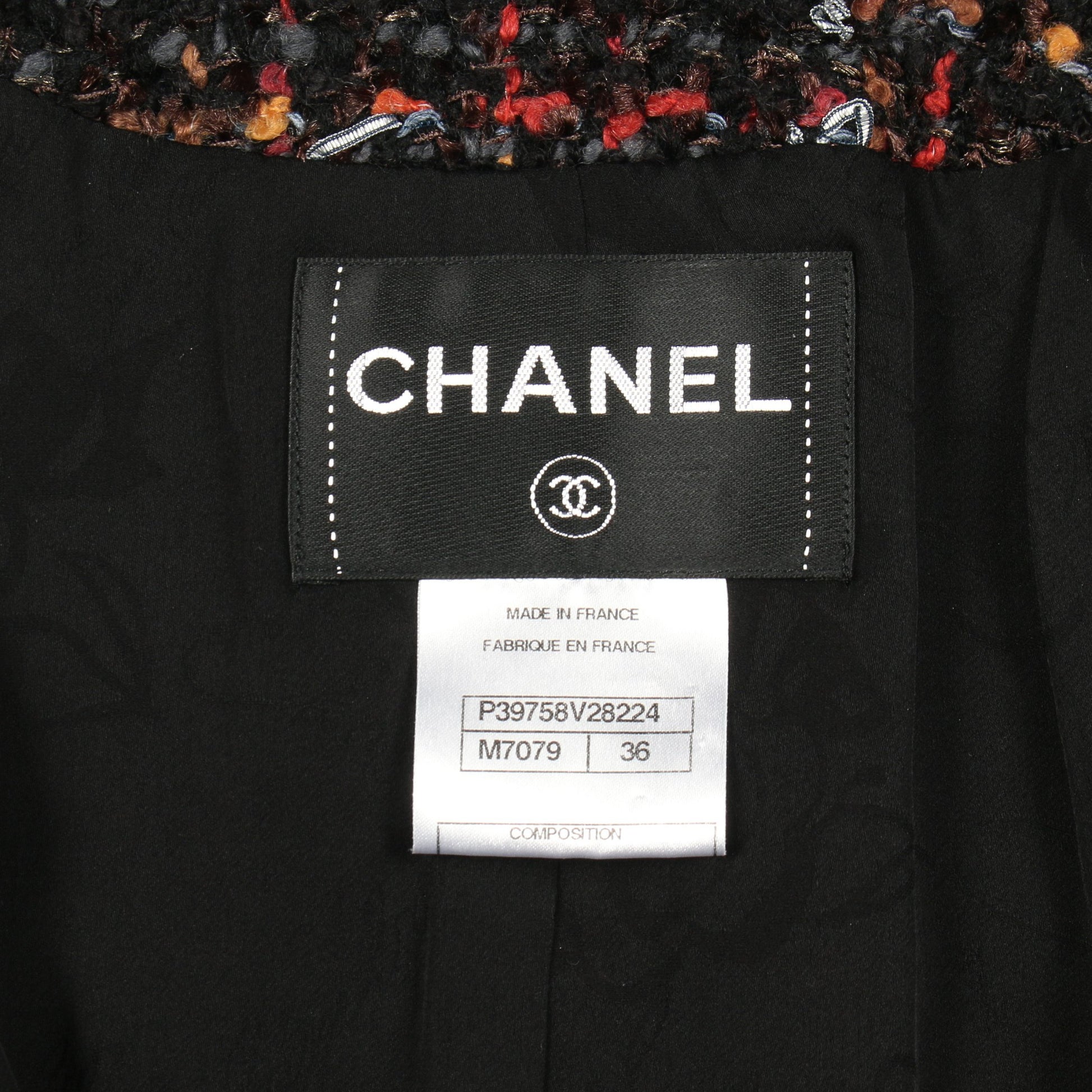 ココマークボタン ツイード ジャケット ウール ブラック マルチカラー シャネル アウター CHANEL