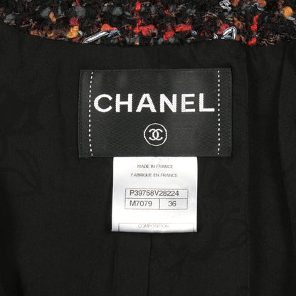 ココマークボタン ツイード ジャケット ウール ブラック マルチカラー シャネル アウター CHANEL