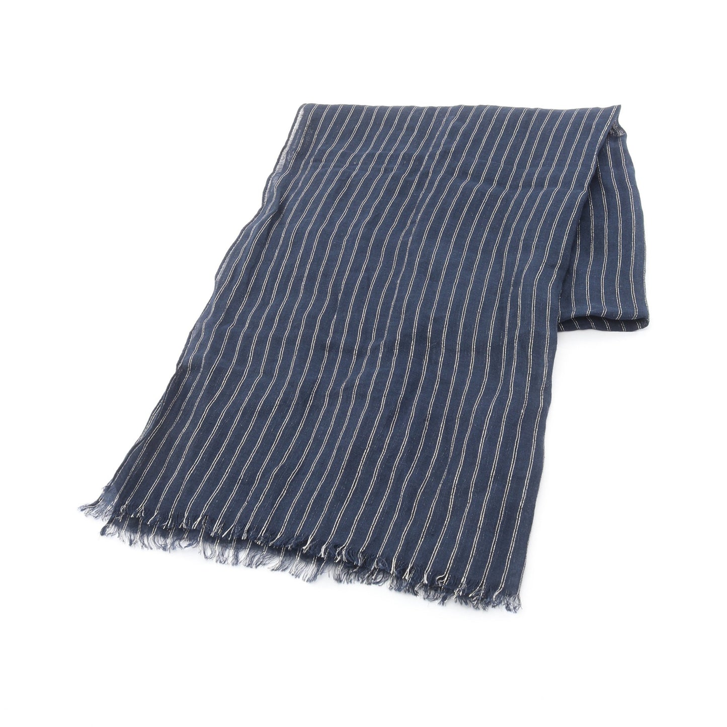 ストライプ ストール ショール リネン ネイビー シルバー ブルネロクチネリ 財布・小物 BRUNELLO CUCINELLI